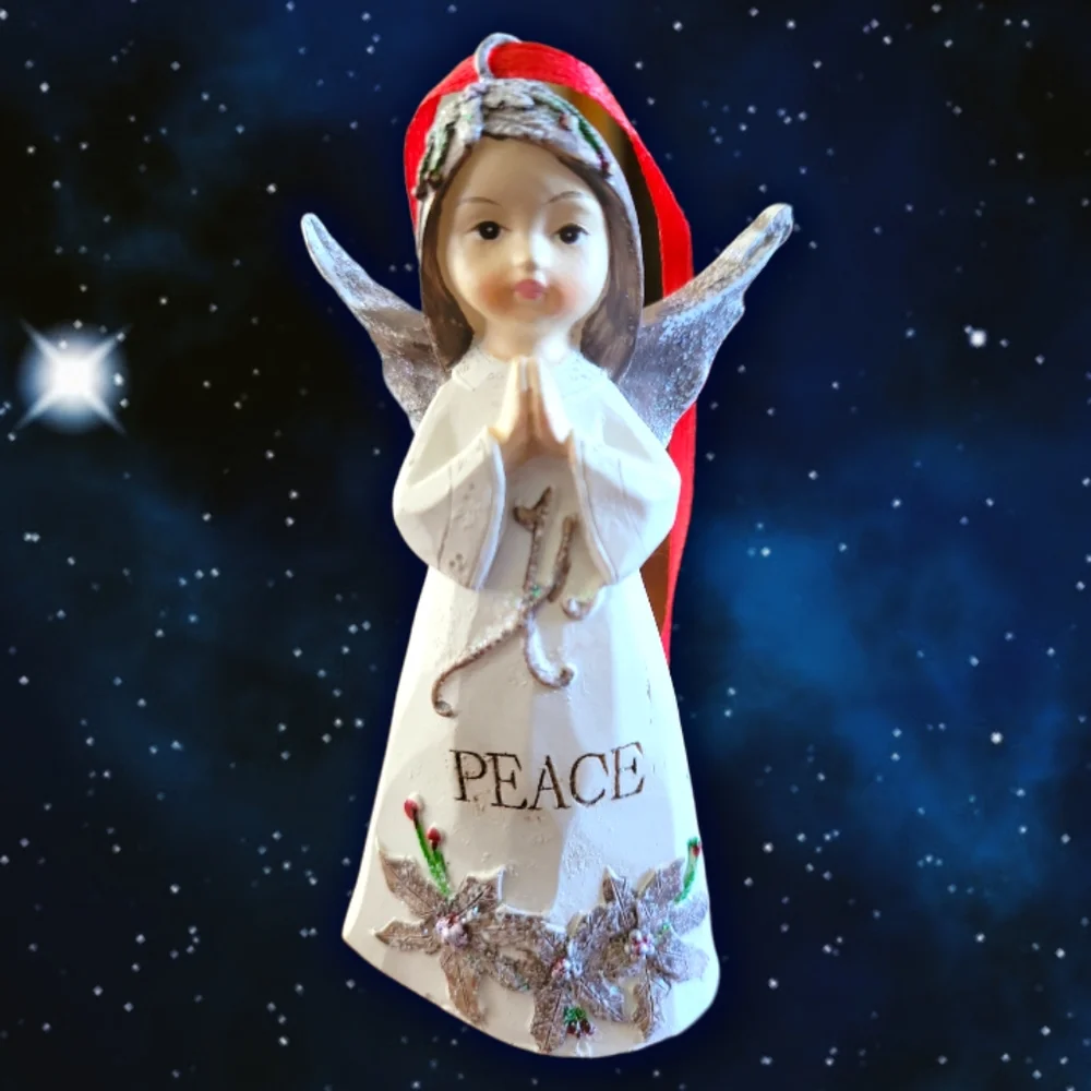 Vtg Angel Girl/Woman Praying Peace Christmas/Holiday Baptism Ornament